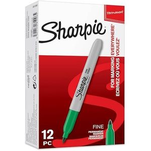 Sharpie Permanente markers, markeerstiften met fijne punt, groen, 12 stuks market set