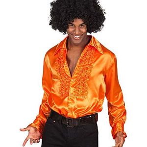 Boland - Disco shirt met ruches, oranje, voor heren, kostuum, feest shirt, Schlager move, 70s, thema feest, carnaval
