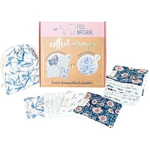 Feel Natural, Limited Edition 12 vierkante make-up remover + opbergtas - (verpakking kan variëren)