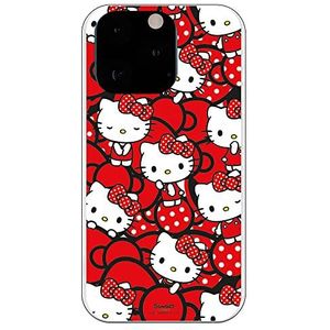 Personalaizer Beschermhoes voor iPhone 13 Pro - Hello Kitty, rode strikken en stippen