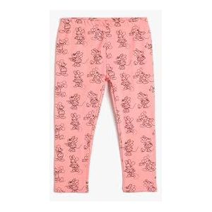 Koton Babygirls Minnie and Mickey Mouse gelicentieerde geribbelde katoenen legging, Roze design (2d7), 6-9 Monate