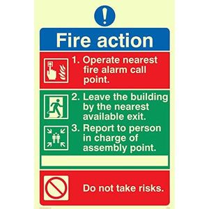 Viking Signs MF328-A4P-PV Pictorial Fire Action No Lifts Sign, Sticker, Foto luminescent, 300 mm H x 200 mm W