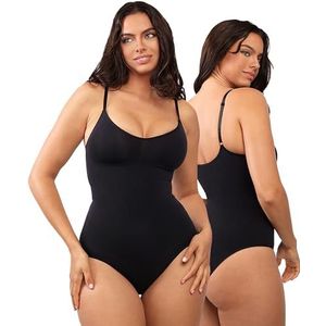 SHAPELLX Bodysuit voor vrouwen buikcontrole shapewear naadloze sculpting shaper PowerConceal Ultra Comfy Body Shaper, A2-zwart & (Panty), X-Small-Small