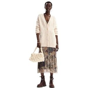 Desigual Wit Lang Vest Met V Hals