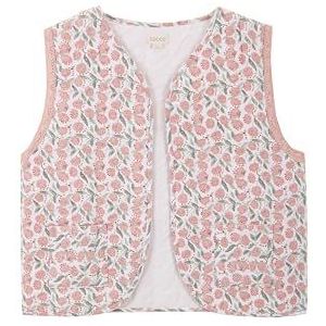 Gocco Gewatteerd vest bedrukt met bloemen, wit, Wit, 9-10 Jaar