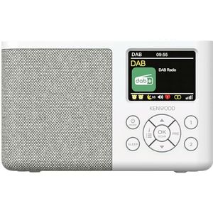 Kenwood CR-M33DAB-W Draagbare DAB+ radio met bluetooth, geïntegreerde Li-ion batterij en 6,1 cm kleurendisplay, USB-C oplaadpoort, hoofdtelefoonuitgang (stereo), wit