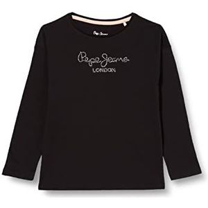 Pepe Jeans Nuria L/S T-shirt voor meisjes, Zwart, 8 Jaren