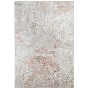Elle Decoration Laagpolig design tapijt Chameis (95x140 cm, kleurrijke marmer-look, fluweelachtig oppervlak, 73% viscose, 27% acryl chenille, voor woon-/slaap-, hal-/werkkamer), beige, oranje