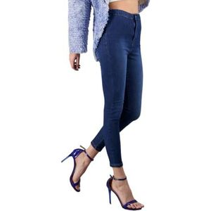 Alleben Roze skinny jeans - hoge taille jeans dames - flexibele stretch - jeggings, blauw, 28