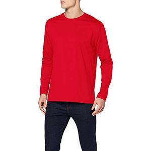 Trigema Herenshirt met lange mouwen van 100% katoen, rood (kersen), S