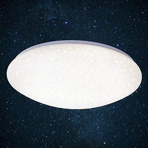 Briloner Leuchten LED plafondlamp met sterrendecoratie, plafondlamp 24 watt, 2.400 lumen, 4.000 kelvin, Ø 49 cm, kunststof, W, wit, 490 x 130 mm (DxH)