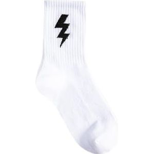 Koton Vrouwen Lightning patroon geribbelde lange sokken, wit (000), één maat, WIT(000), Eén Maat