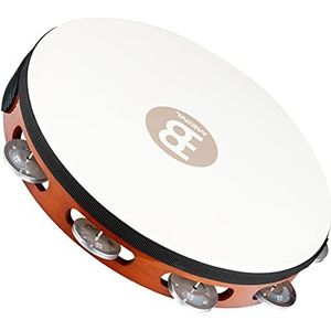 Meinl Percussion TAH1A-AB Headed Wood Tambourine met aluminium klemmen (1 rij), 25,40 cm (10 inch) diameter, Afrikaanse bruin