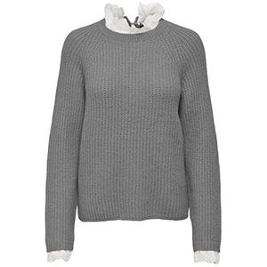 ONLY Dames Onlcila L/S Mix Highneck Cc KNT Pullover, Medium Grey Melange/Detail:w. Cloud Dancer Woven, XL