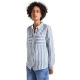 Street One - Chemisier - Blauw - Lin - Met Pockets, Turn-Up Mouwen