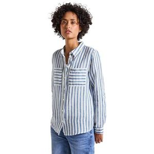 Street One - Chemisier - Blauw - Lin - Met Pockets, Turn-Up Mouwen