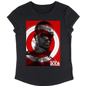 Marvel The Falcon and the Winter Soldier - Falcon Shield Women's Rolled-sleeve Black L