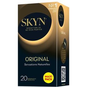 SKYN Origineel: SKYNFEEL 20 stuks latexvrije condooms voor heren, normale maat, solide, dunne en gladde condooms in rechte vorm, diameter 53 mm