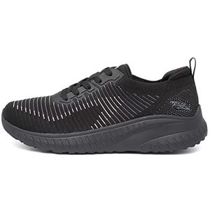 Skechers Bobs Squad Chaos Renegade Parade Sneaker voor dames, Zwart Engineered Gebreide Trim, 36 EU