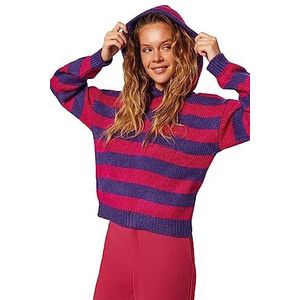 Trendyol Dames Regular Fit Basic Hood Knitwear Sweater, roze, S
