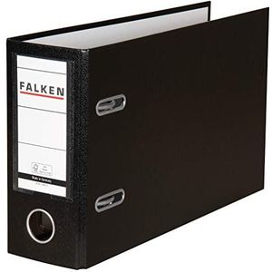 Origineel Falken PP-Color Kunststof Ordner mappeciaal formaat. Made in Germany. 8 cm breed DIN A5 liggend met verwisselbaar venster zwart rekeningafschrift ringband dossiermap briefomslag kantoormap