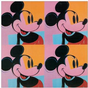 Artopweb Warhol Mickey Mouse 50 x 50 cm decoratief paneel, MDF (middeldichte vezelplaat), papier, kleurrijk, 50 x 50 cm