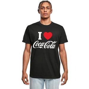 Merchcode Heren T-shirt Coca Cola I Love Coke Tee, Regular Fit, katoen 100%, L, zwart, L