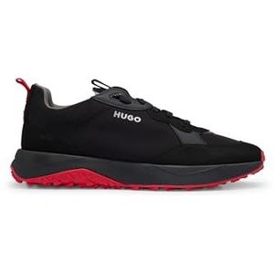 HUGO Heren Kane Runn sneakers van gemengd materiaal met EVA-rubberen zool, maat, Zwart, 4 UK