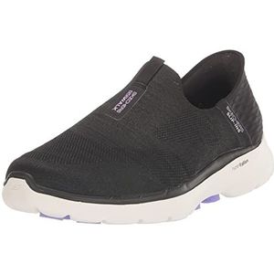 Skechers Dames Go Walk 6 Slip-ins-Fabulous View Sneaker, Zwarte Lavendel, 4 UK Wide