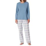 Schiesser Damespyjama lang katoen-comfort Essentials pyjama-set, blauwgrijs_181250, 40, Blauwgrijs_181250, 40