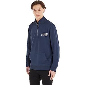 Tommy Jeans TJM Reg Entry Graphic Sweatshirt met halve rits voor heren, Twilight Navy, XXL