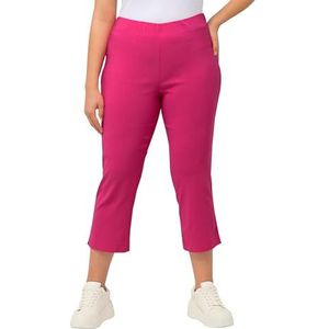 Ulla Popken dames, elastische tailleband, stretch bengalinbroek, kuitlang, Fuchsia pink., 32W / 32L