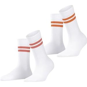ESPRIT Dames Sokken Tennis Stripe 2-Pack W SO Katoen eenkleurig Multipack 2 Paar, Wit (Woolwhite 2060) nieuw - milieuvriendelijk, 39-42