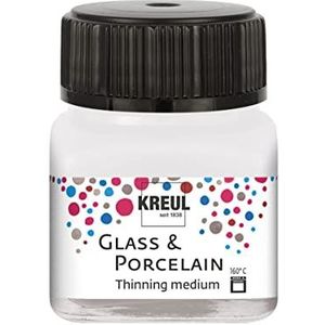 KREUL 16273 - Glas- & Porseleinverfverdunner kleurloos, 20 ml glas, medium voor het verdunnen van glas- en porseleinverven, voor aquarelachtige kleureffecten.