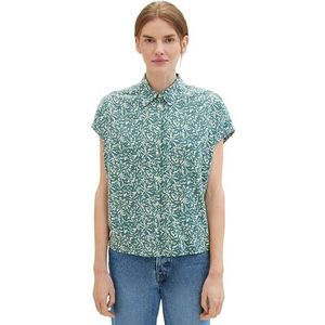 TOM TAILOR Damesblouse, 34840 - Green Abstract Leaf Print, 36