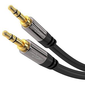 KabelDirekt - Aux kabel, audio & jack kabel 3,5 mm (Onverwoestbaar geconstrueerd & geschikt voor iPhones, iPads, smartphones, MP3-players, tablets, auto’s & andere stereotoestellen) - 3 m - zwart