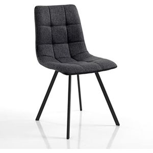 Wink Design Tolone Anthracite Set van 4 gestoffeerde stoelen, antraciet, matzwart, 46 x 56 x 85 cm
