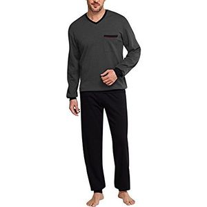 Schiesser Geselecteerde premium pyjama voor heren, lang, tweedelige pyjama, zwart (000), 56