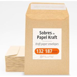Kraft enveloppen met siliconen band voor uitnodigingen of gastgeschenken voor bruiloften, communies of doopfeesten, enveloppen voor sieraden of zaden - Ofituria (132 x 187 mm, 1000 ca.)