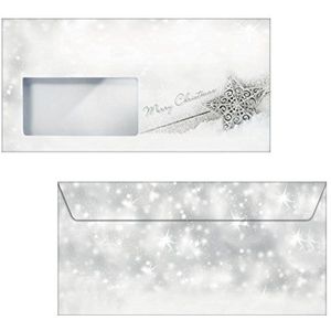 SIGEL DU136 enveloppen Kerstmis in zilveren sterdesign, DIN lang, 50 stuks