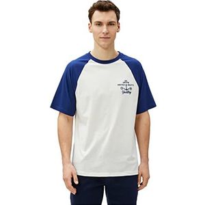 Koton Heren Crew Neck Sailor Thema Embroidered Raglan Sleeve Katoenen T-shirt, wit (000), S