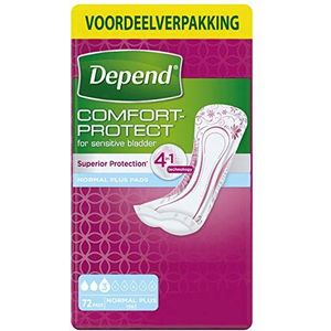 Depend inlegkruisje - Incontinentie en urineverlies - Vrouwen - Verband Normal Plus - 72 stuks - Voordeelverpakking