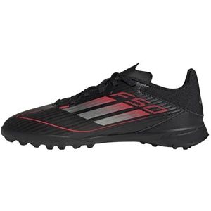 adidas Uniseks-Kind F50 LEAGUE Football boots Turf Kids, Core Black/Iron Metallic/Lucid Red, 37 1/3 EU