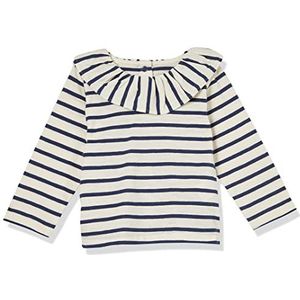 Petit Bateau Babyblouse voor meisjes van lichte jersey met lange mouwen, Wit Avalanche/Blauw Medieval, 18 Maanden