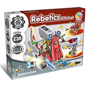Science4you - Robotica alfabot, een bouwpakket met 238 stuks - robot zelf bouwen met deze elektronische bouwdoos, maak 3 robots in 1 speelgoed, educatief spel en experiment voor kinderen vanaf 8 jaar