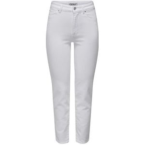 ONLY ONLEMILY Stretch HW ST AK DNM CRO790NOOS straight-fit jeans voor dames, wit, 33W x 32L