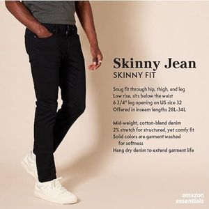 Amazon Essentials Skinny-Fit Stretch Jean, Dark Vintage, 33W x 28L