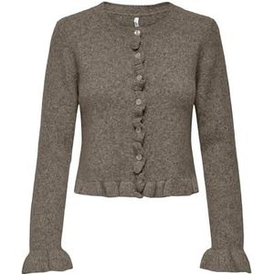 Onlrima Life Ls Frill Button Cardig KNT, walnoot, XL