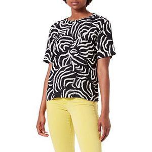 TOM TAILOR Dames T-shirt blouse 1031665, 29861 - Black Abstract Waves Design, 32