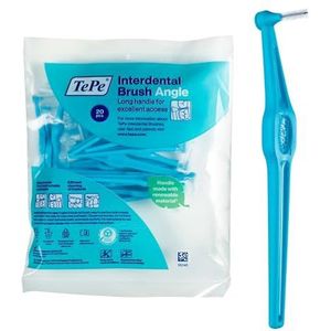 TePe Angle Interdentale rager, Blauw, 0,6mm/ISO 3, 20st, plakverwijderaar, gemakkelijke en efficiënte reiniging tussen tanden en kiezen, floss voor smalle tussenruimten